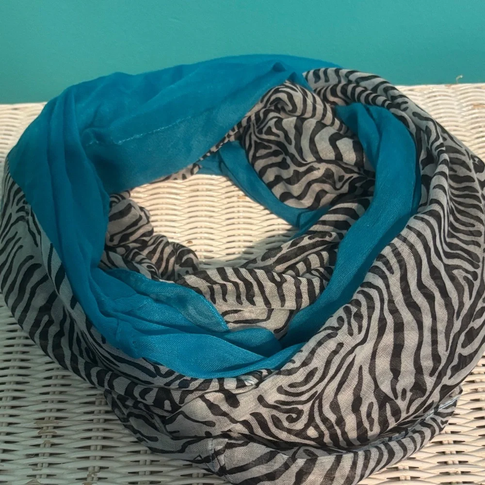 Zebra Pattern and Blue Women's Scarf